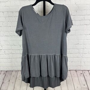 Mod Ref Gray Ruffle Tie Back T-Shirt Size Large